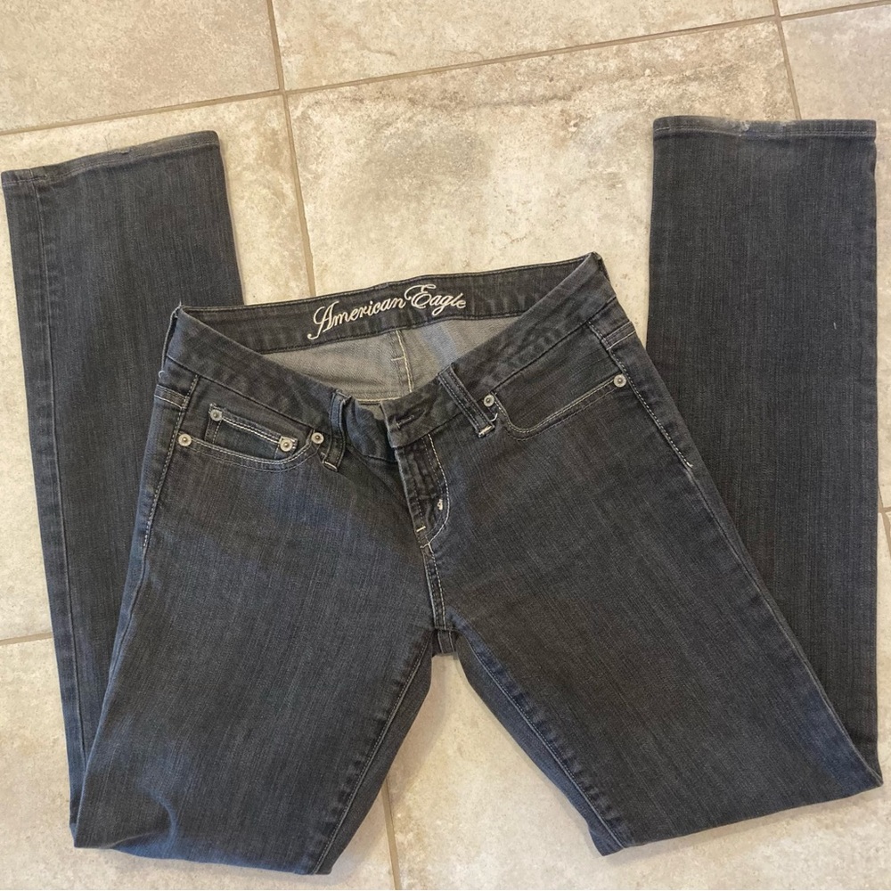 Dark Gray American Eagle Straight Leg Jeans